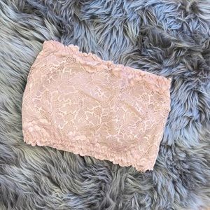 DYNAMITE strapless lace bandeau top, nude pink